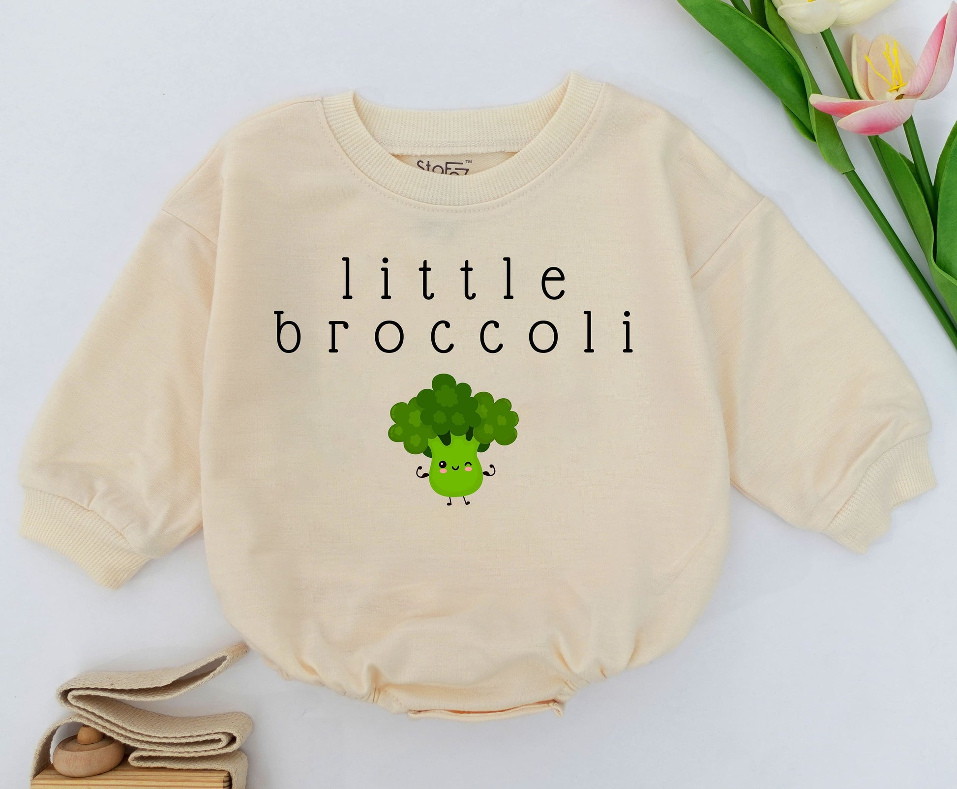 Broccoli Baby Romper - Unisex, Minimalist Outfit, Vegan Gift