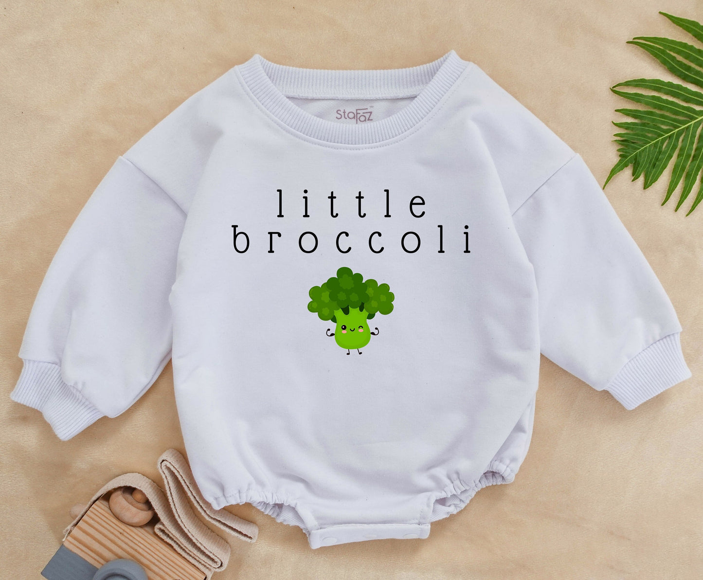 Broccoli Baby Romper - Unisex, Minimalist Outfit, Vegan Gift