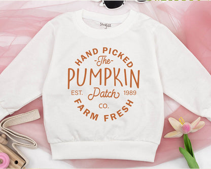 Kids' Hand Picked Pumpkin Patch Sweatshirt: Farm Fresh Fall Fun for Toddlers & Babies - Cute Pumpkin Picking Halloween & Thanksgiving Gift