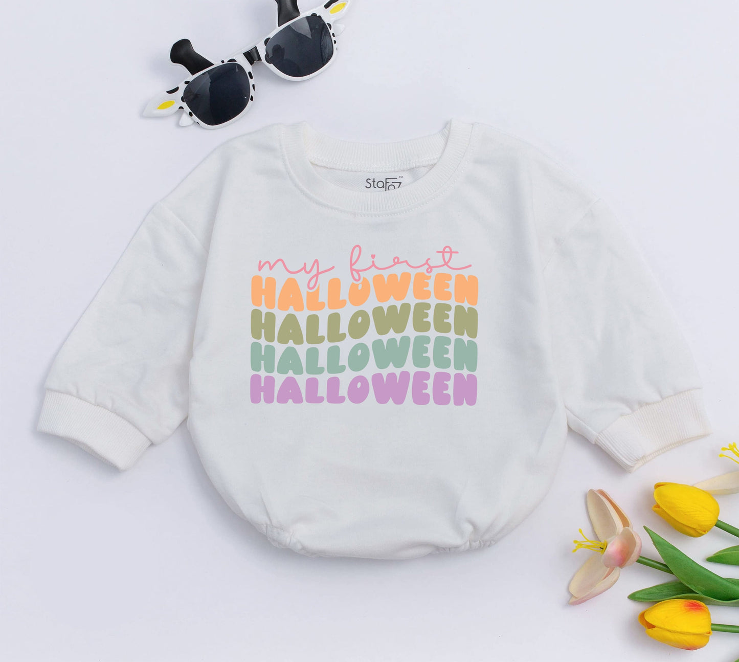 First Halloween Baby Romper: Newborn Outfit, Gender Neutral, Minimalist