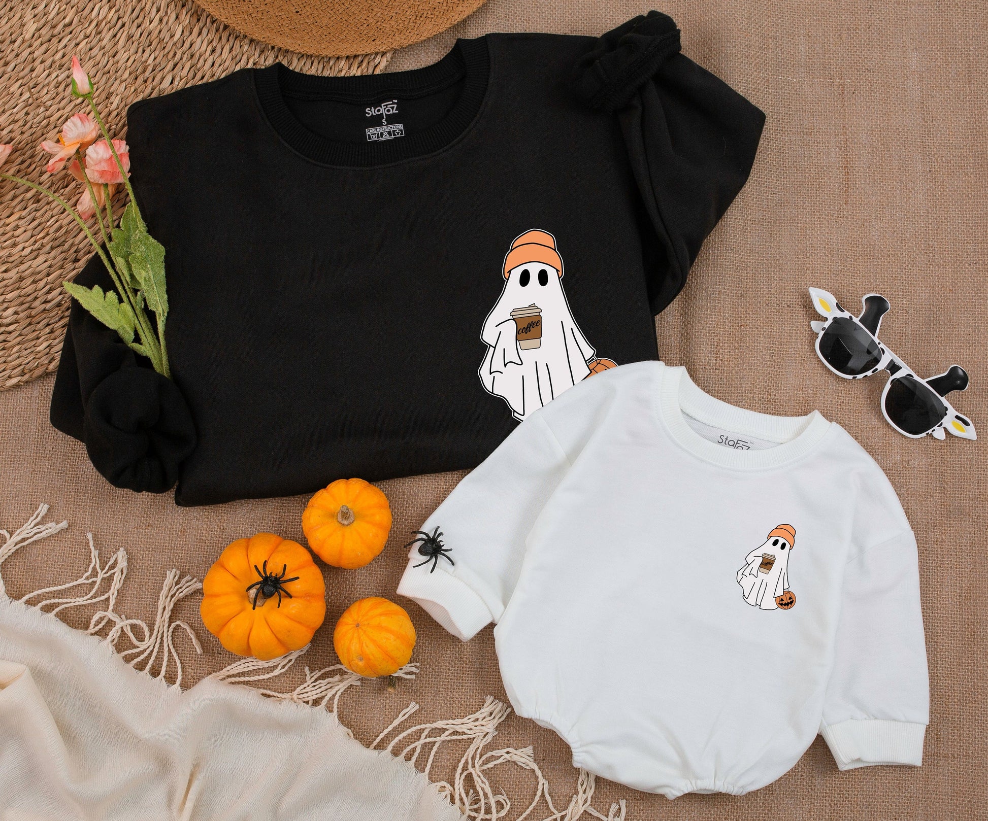 Trendy Fall Ghost Coffee Sweatshirt – Women’s Halloween Apparel  