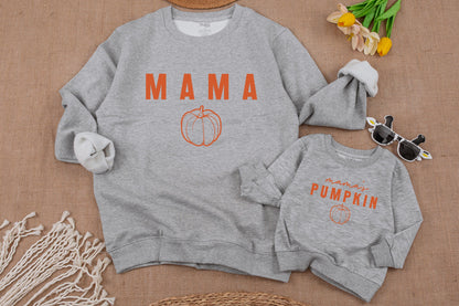 Matching Pumpkin Sweatshirts & Romper Set for Mom and Baby