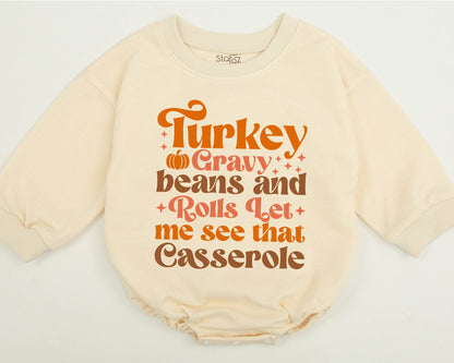 Turkey Gravy Beans and Rolls Let Me See That Casserole Funny Toddler Sweatshirt Cute Fall Natural Baby Outfit Cozy Autumn Kids Sweater Gift