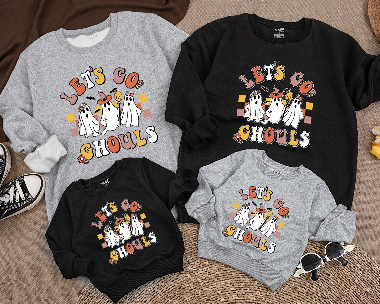 Groovy Ghouls Matching Halloween Sweatshirt: Mommy and Me Retro Outfit, Cute Ghosts, Fall Fun for Baby, Toddler & Kids!  Vintage Spooky Gift, 138 char