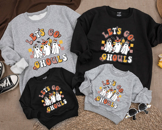 Groovy Ghouls Matching Halloween Sweatshirt: Mommy and Me Retro Outfit, Cute Ghosts, Fall Fun for Baby, Toddler & Kids!  Vintage Spooky Gift, 138 char