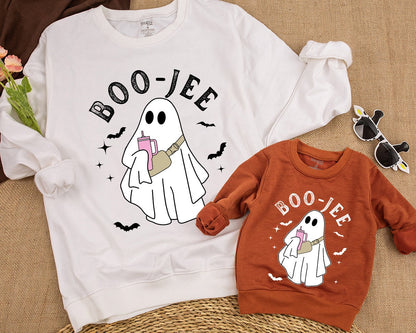 Cute Boo Jee Ghost Halloween Kid Sweatshirt Spooky Season Baby Toddler Unisex Sweater Soft Comfortable Funny Spooky Vibes Party Gift