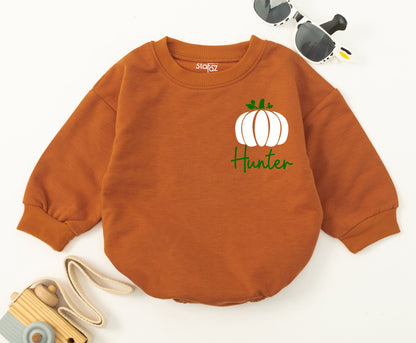 First Halloween Pumpkin Romper - Personalized Baby Costume Outfit