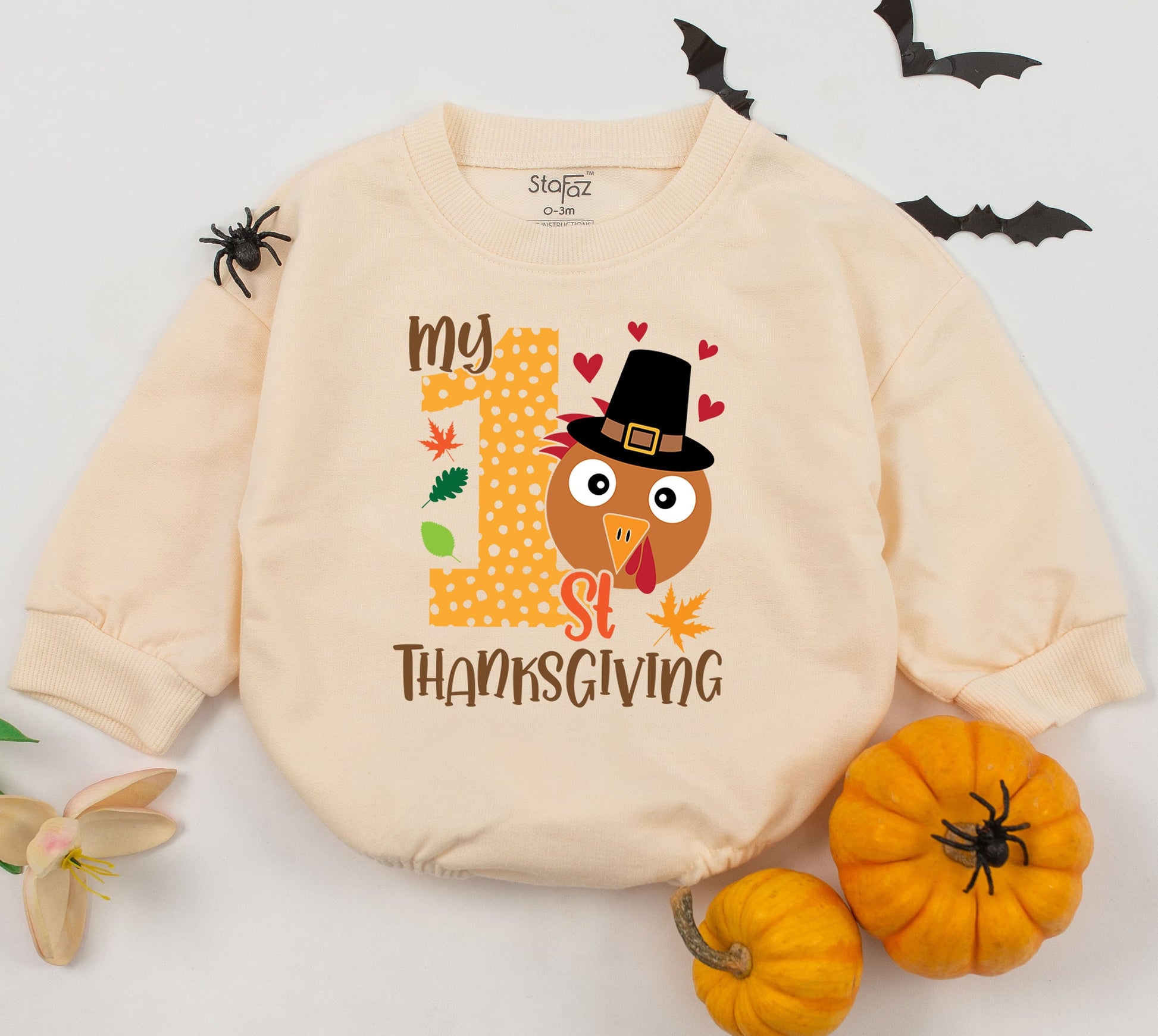 First Thanksgiving Baby Boy Bodysuit: Cute Turkey Day Outfit!  