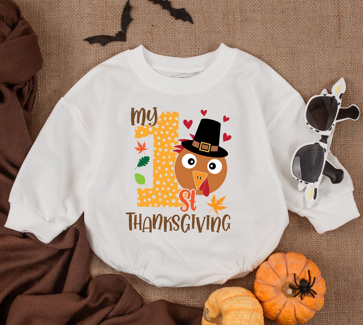 First Thanksgiving Baby Boy Bodysuit: Cute Turkey Day Outfit!  