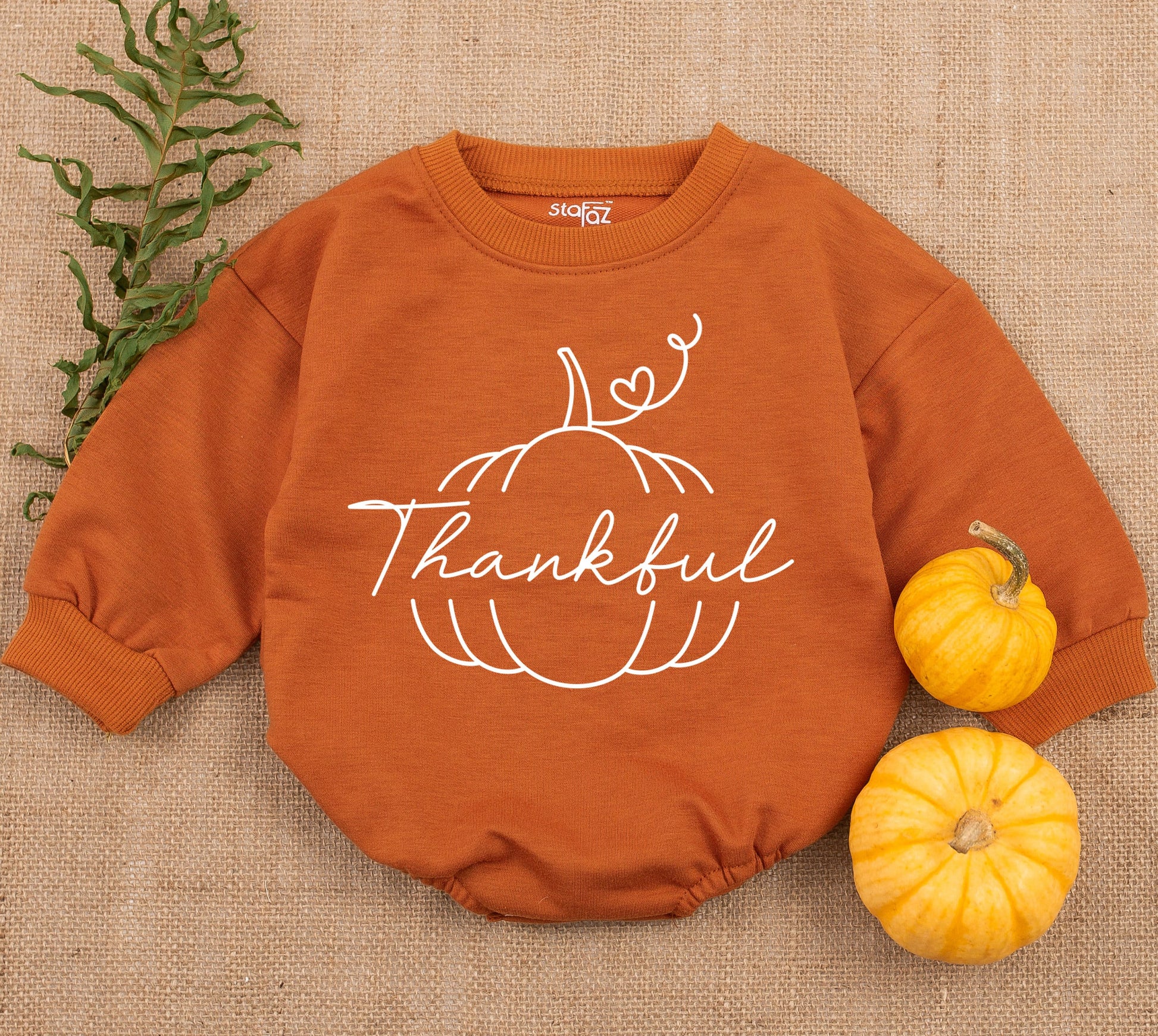 Thankful Baby Romper - Pumpkin & First Thanksgiving Outfit for Baby Girl or Boy - Adorable Thanksgiving Baby Shower Gift (140 chars)