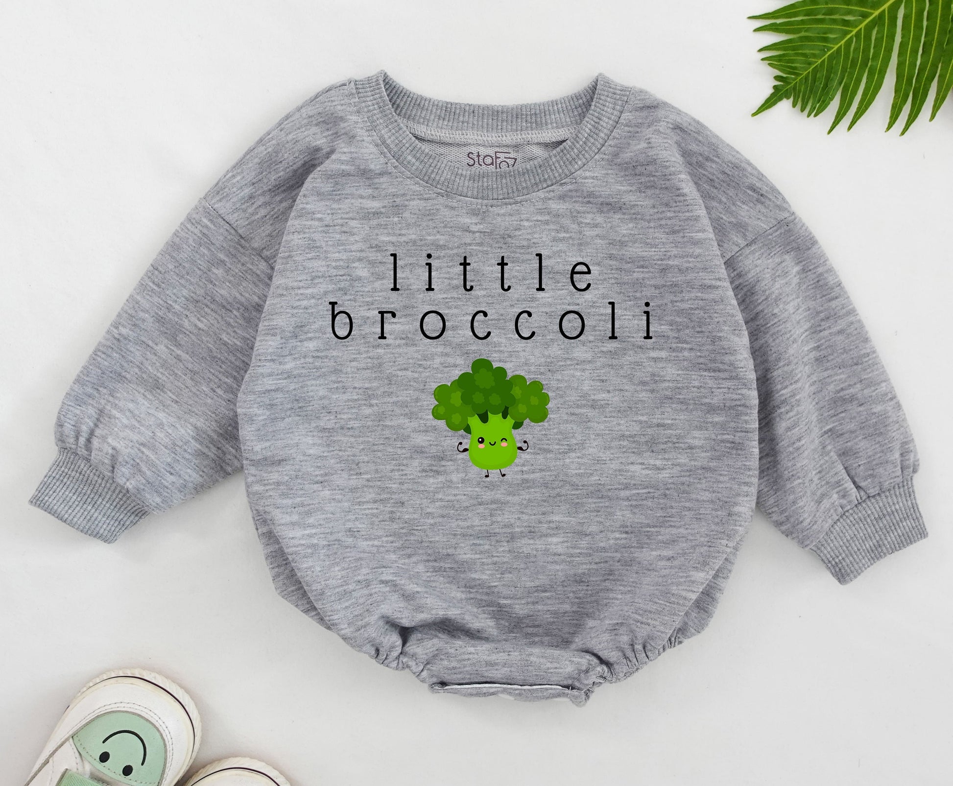 Broccoli Baby Romper - Unisex, Minimalist Outfit, Vegan Gift