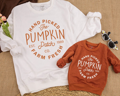 Kids' Hand Picked Pumpkin Patch Sweatshirt: Farm Fresh Fall Fun for Toddlers & Babies - Cute Pumpkin Picking Halloween & Thanksgiving Gift