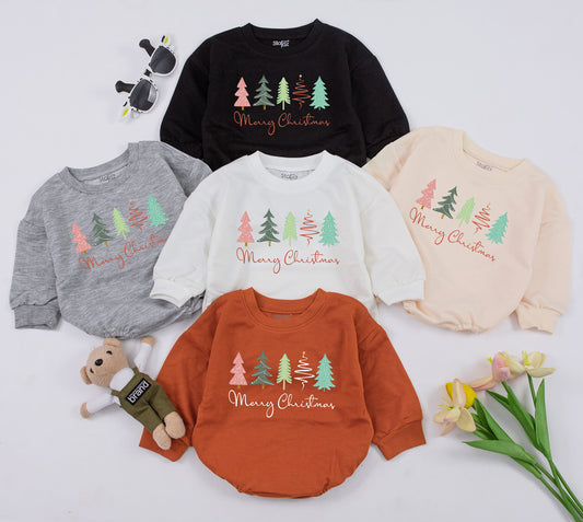 Adorable Xmas Baby Bubble Romper & Toddler Sweatshirt Outfit