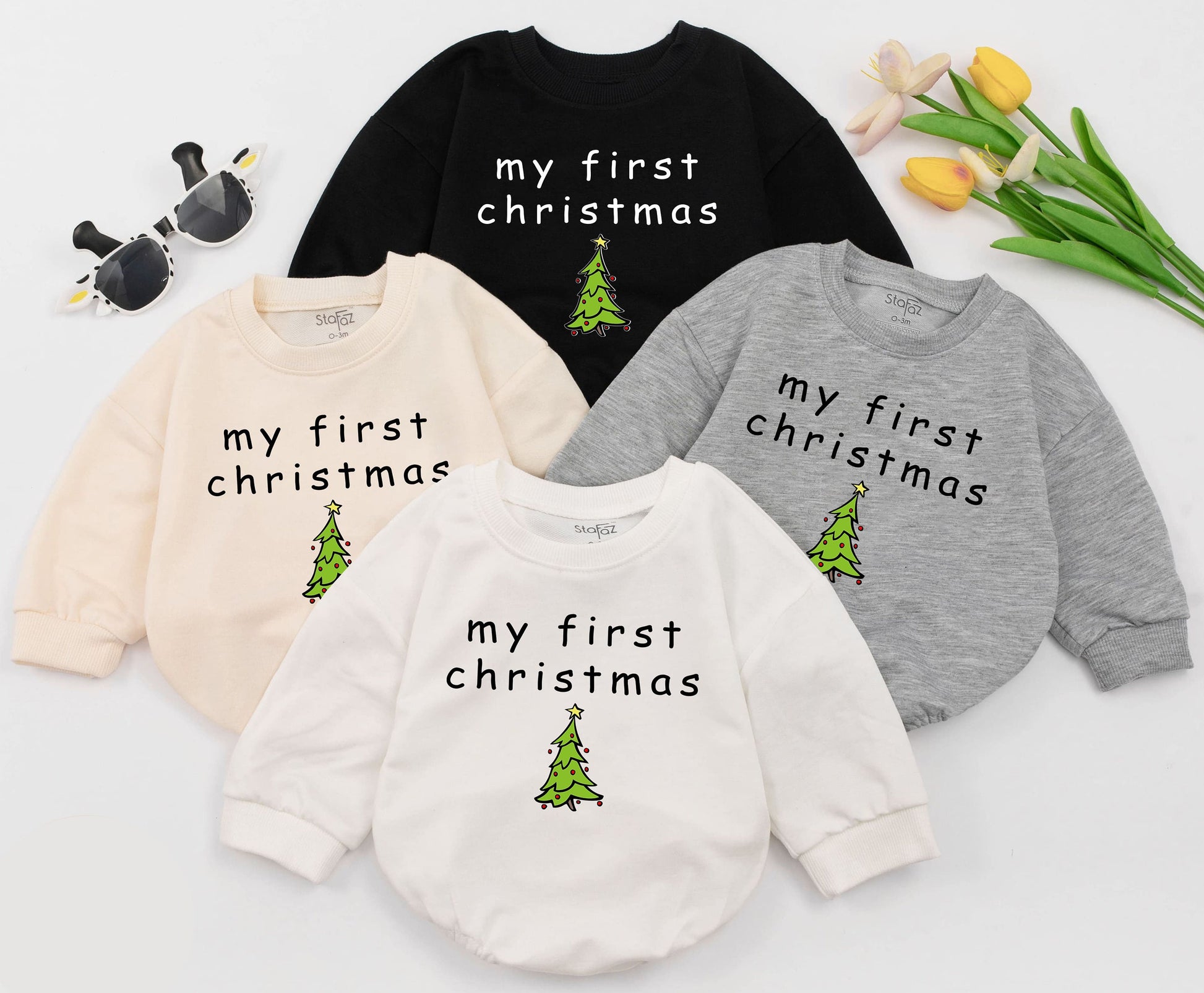 Baby's First Christmas Romper: Cozy Long Sleeve Holiday Bodysuit