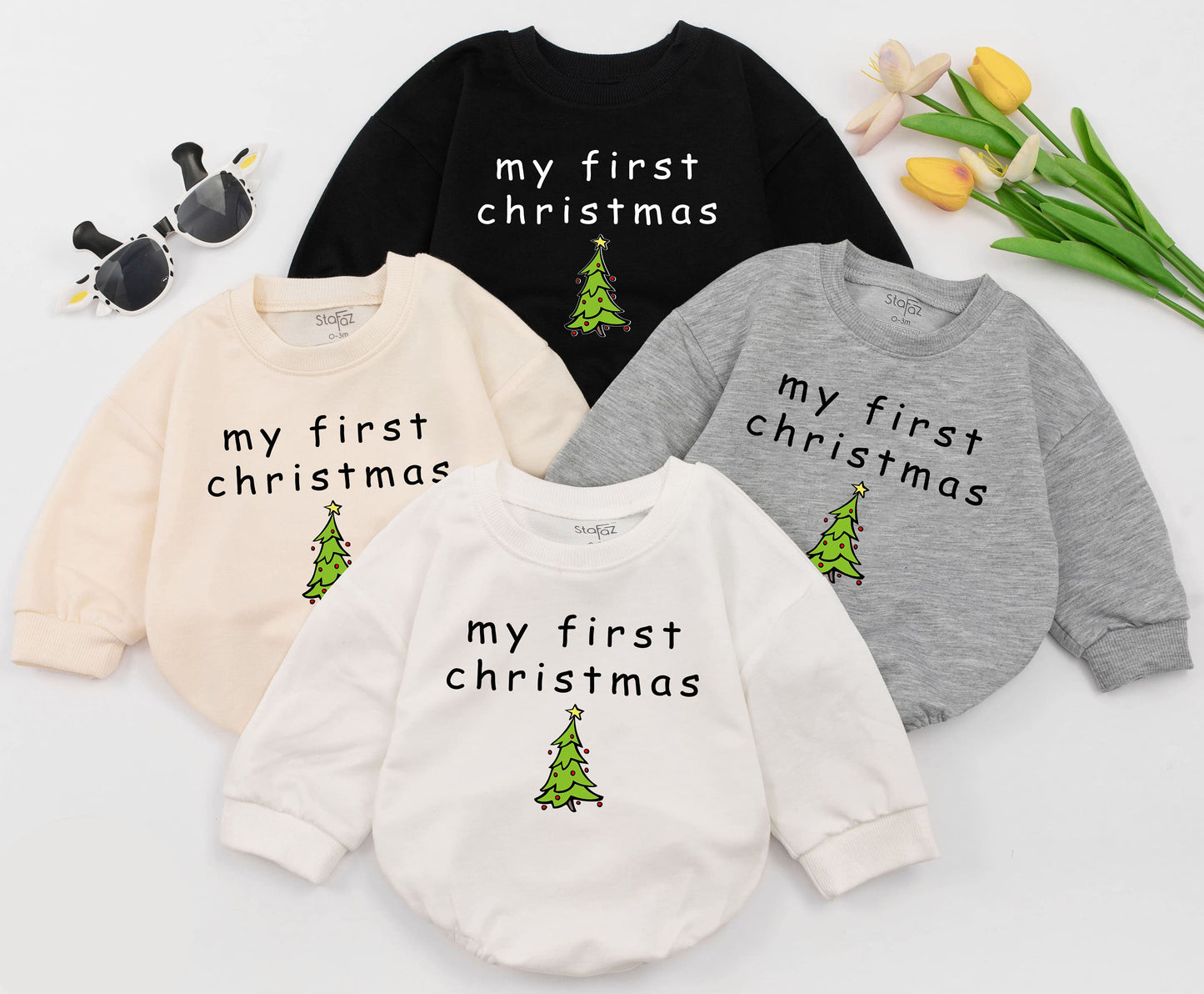 Celebrate Baby's First Christmas with a Letter Print Long Sleeve Romper Bodysuit Pullover Winter Outfit for Newborn Infant Girl Boy