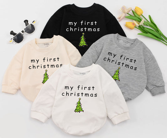 Celebrate Baby's First Christmas with a Letter Print Long Sleeve Romper Bodysuit Pullover Winter Outfit for Newborn Infant Girl Boy