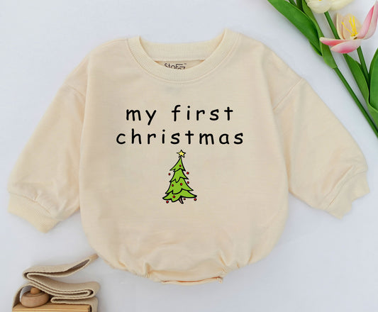 Celebrate Baby's First Christmas with a Letter Print Long Sleeve Romper Bodysuit Pullover Winter Outfit for Newborn Infant Girl Boy