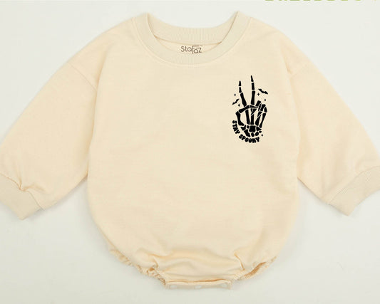 Stay Spooky Skeleton Hands Skull Halloween Sweatshirt perfect for Kids & Toddlers embracing Horror Party vibes with a cozy Fall Crewneck Shirt