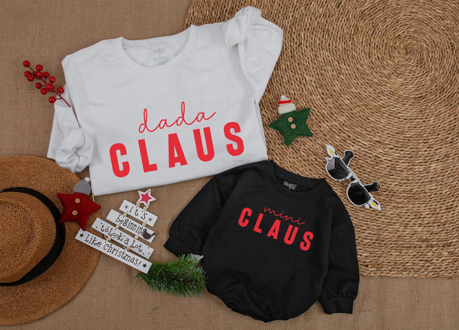 Matching Santa Sweatshirts: Mama & Mini Christmas Family Outfits