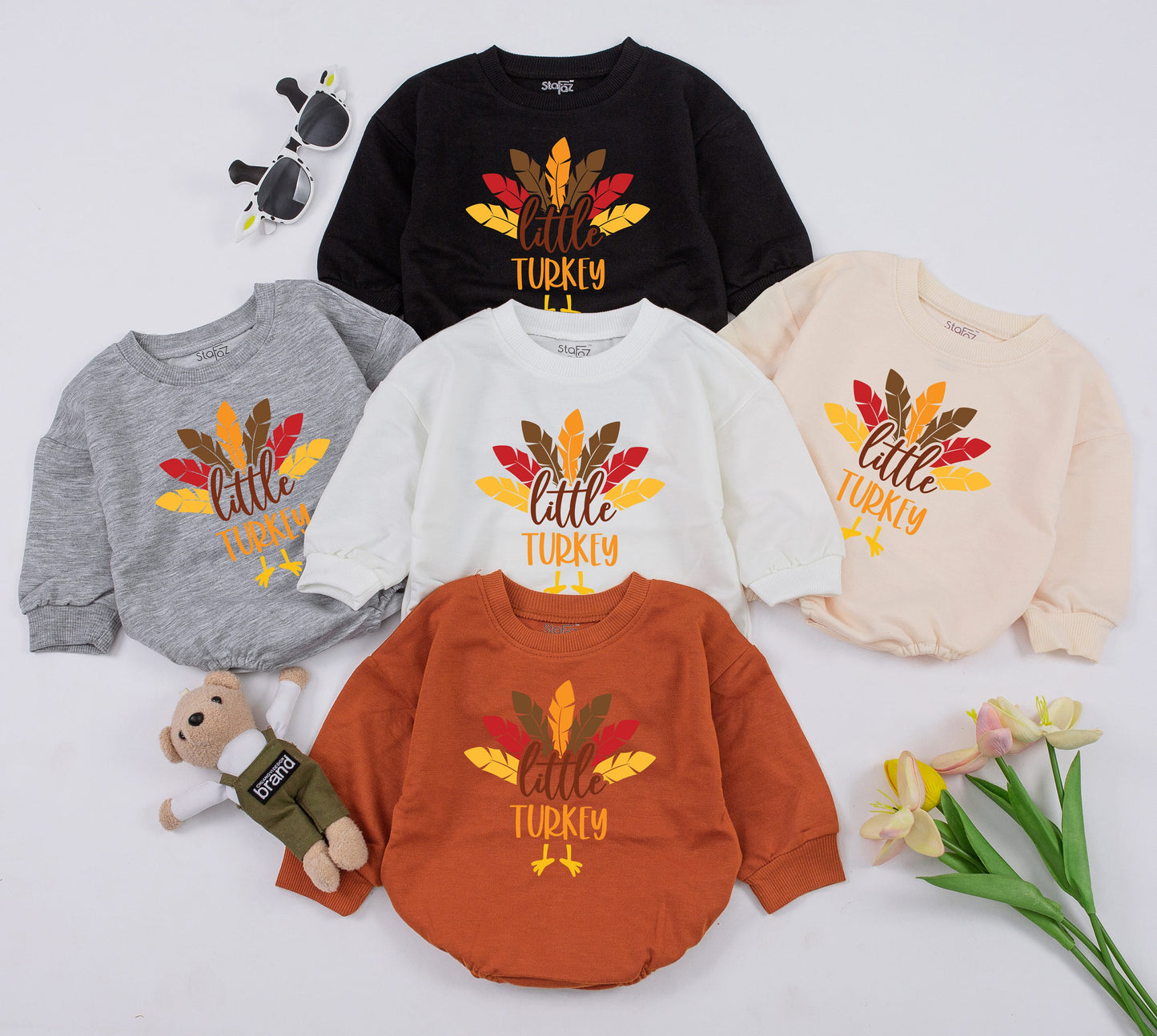 Adorable Thanksgiving Baby Romper - Unisex Long Sleeve Bodysuit