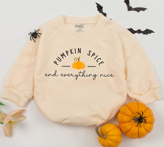 Retro Thanksgiving Baby Girl Pumpkin Spice Romper Cozy Warm Sweat Suit Adorable Fall Toddler Outfit