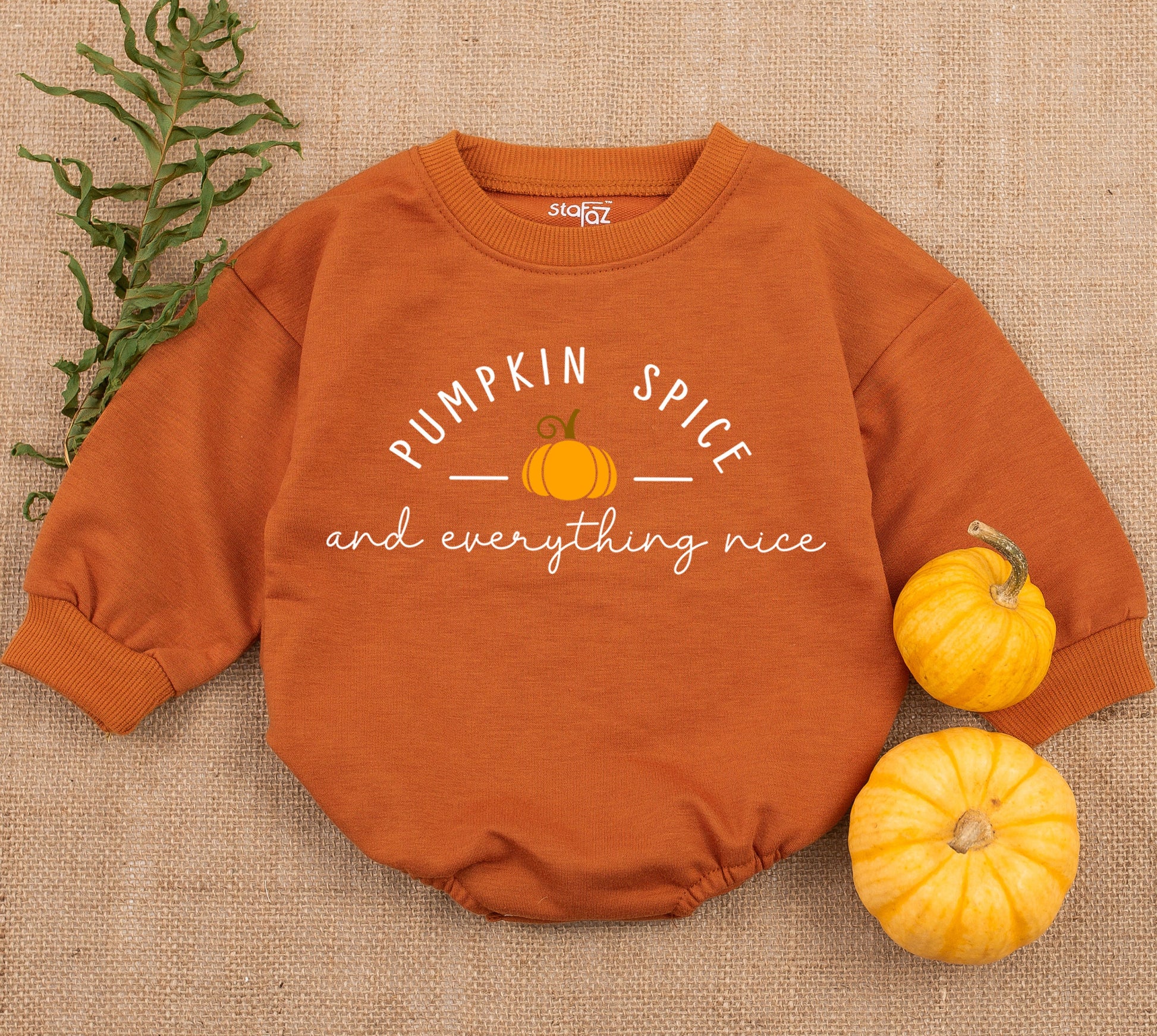 Cozy Retro Pumpkin Spice Thanksgiving Baby Girl Romper Outfit