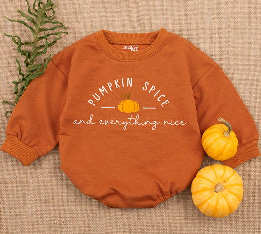 Retro Thanksgiving Baby Girl Pumpkin Spice Romper Cozy Warm Sweat Suit Adorable Fall Toddler Outfit