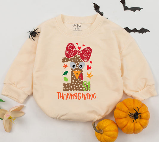 Thanksgiving Baby Romper: 1st Turkey Day Outfit for Newborns