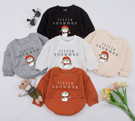 Cute Snowman Sweatsuit: Cozy Christmas Baby Girl Romper Outfit