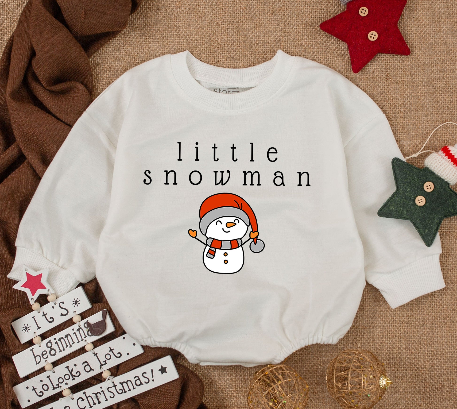Cute Snowman Sweatsuit: Cozy Christmas Baby Girl Romper Outfit