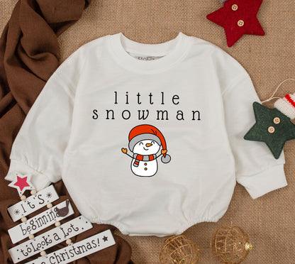 Cute Snowman Sweatsuit: Cozy Christmas Baby Girl Romper Outfit