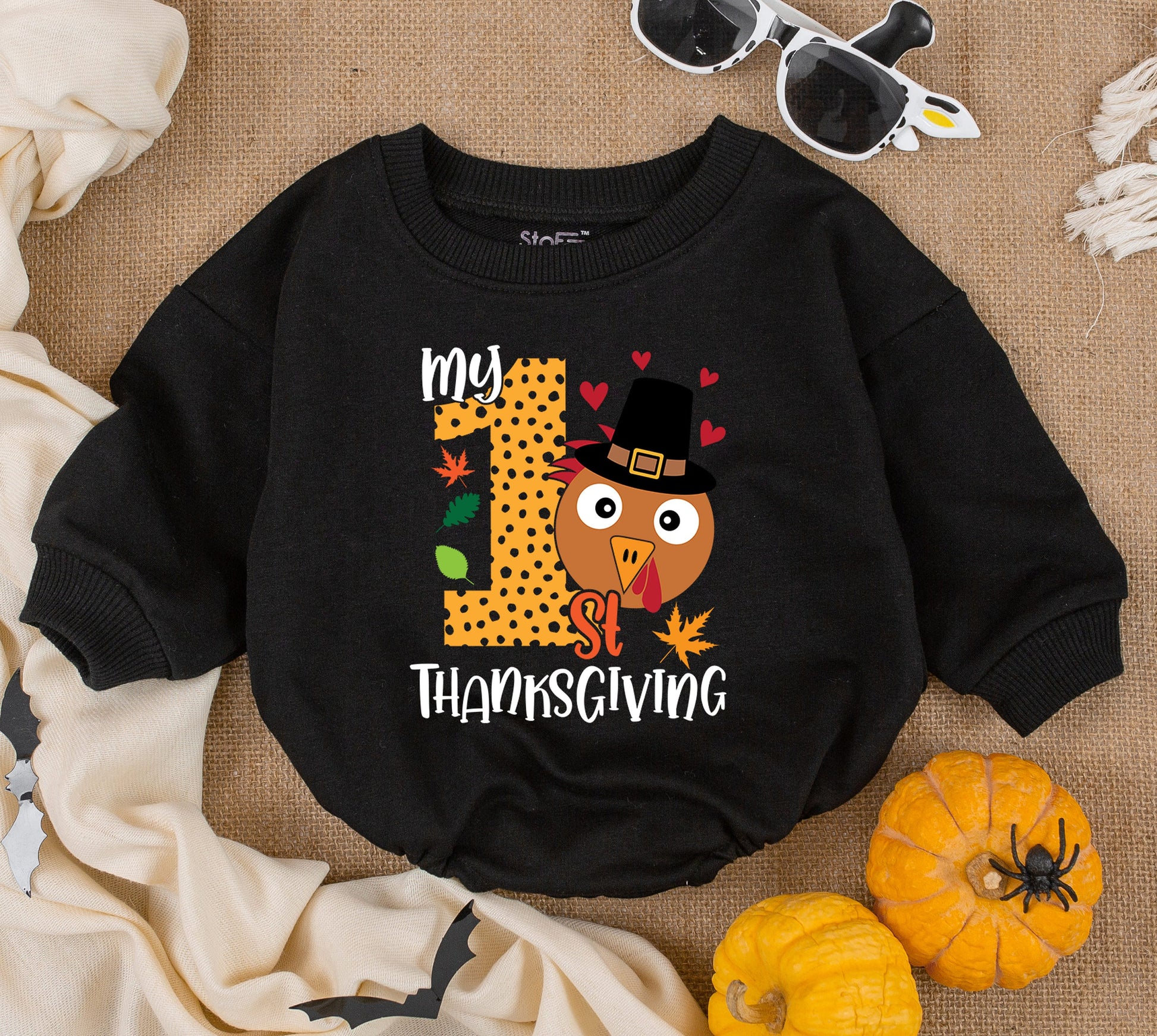 First Thanksgiving Baby Boy Bodysuit: Cute Turkey Day Outfit!  