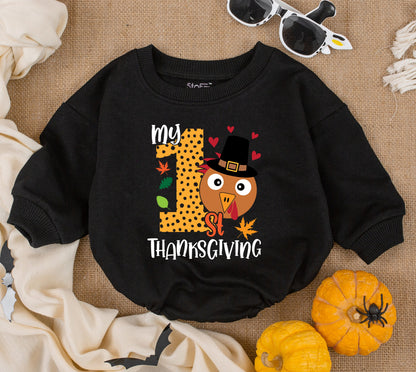 First Thanksgiving Baby Boy Bodysuit: Cute Turkey Day Outfit!  