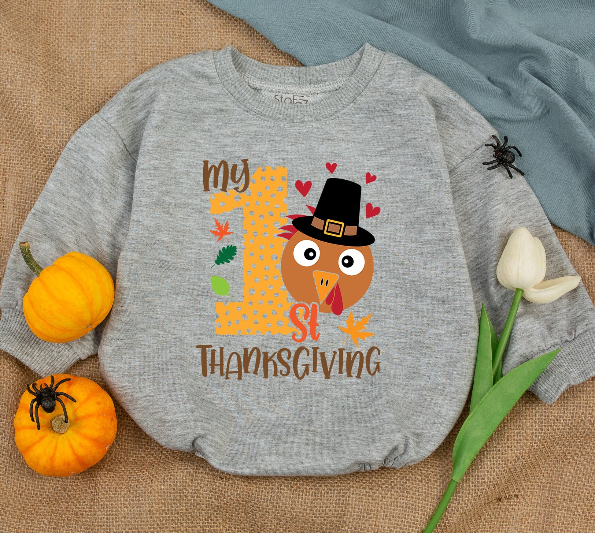 First Thanksgiving Baby Boy Bodysuit: Cute Turkey Day Outfit!  