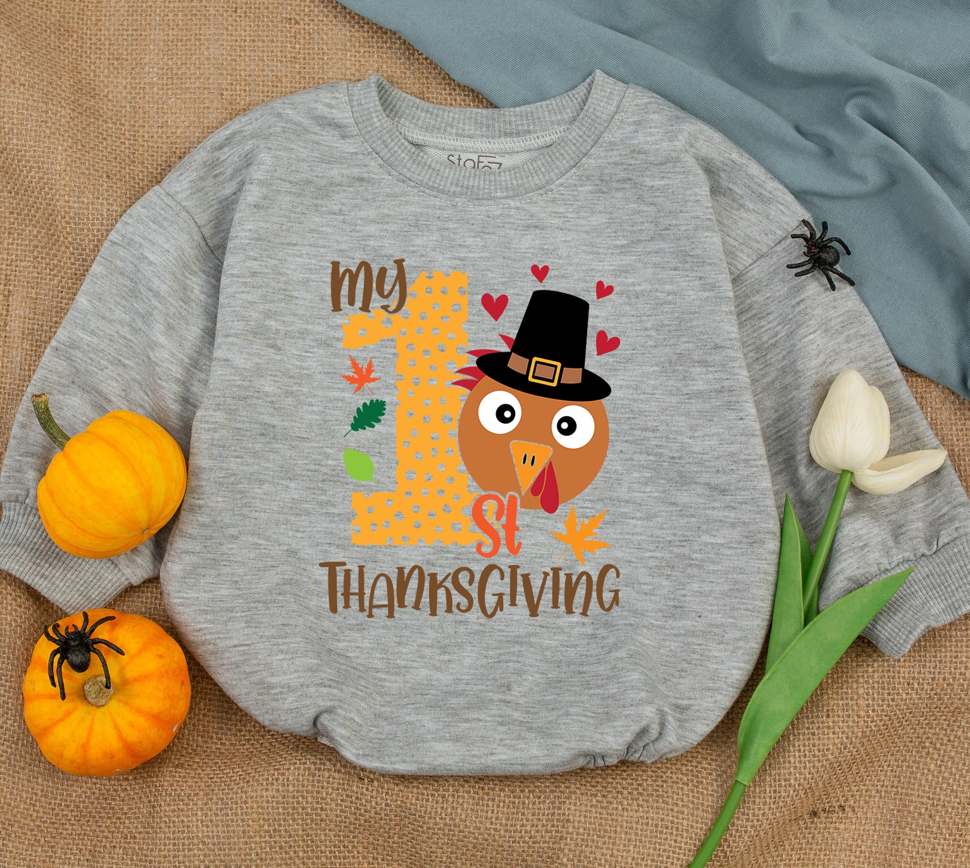 My First Thanksgiving Baby Boy Bodysuit Outfit Newborn Fall Holiday Turkey Day Celebration Clothes for Little One Keepsake Gift Idea