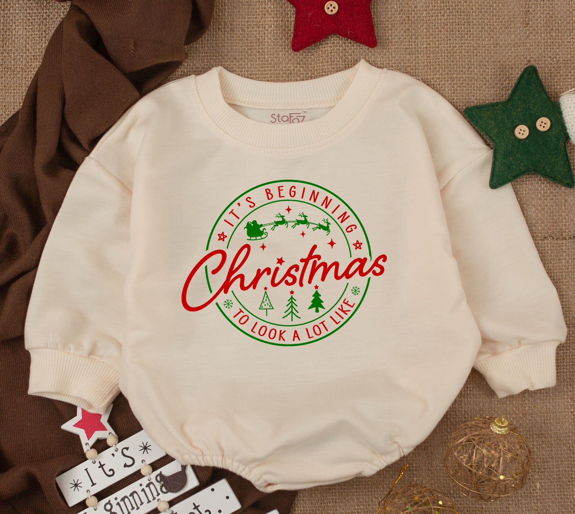 Festive Baby Bubble Romper & Sweatshirt Set for 1st Christmas Joy