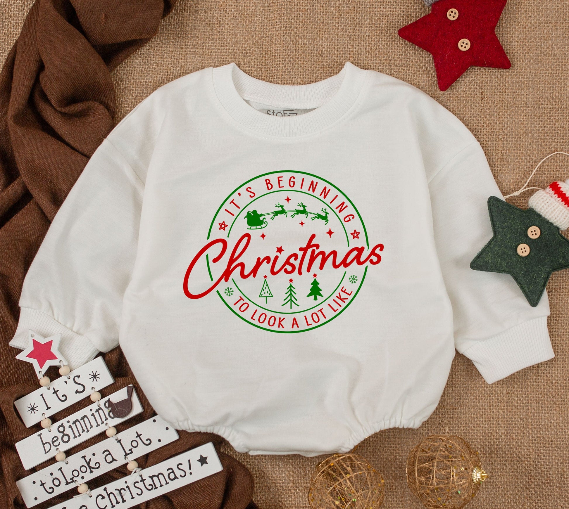 Festive Baby Bubble Romper & Sweatshirt Set for 1st Christmas Joy