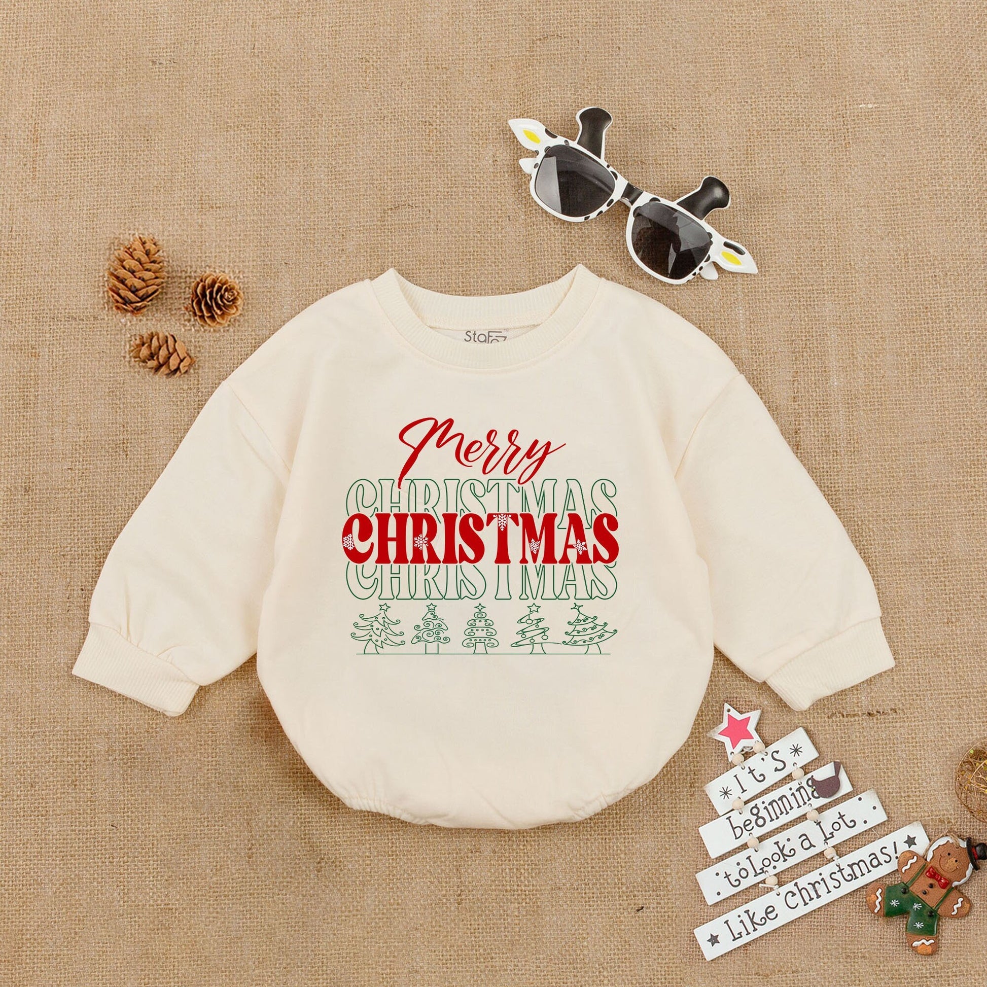 Retro Christmas Baby Romper: Cozy Santa Outfit for Newborns