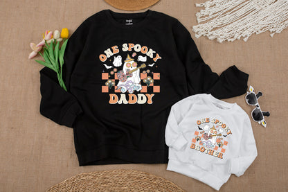 Spooky Dude First Birthday Halloween Matching Family Sweatshirt Set for Baby Boy Girl Spooky Mama & Dada Pumpkin Birthday Party Attire