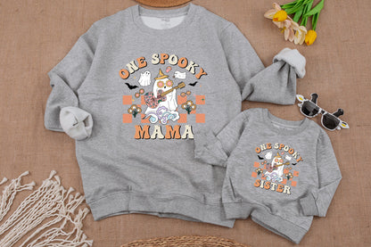 Spooky Dude First Birthday Halloween Matching Family Sweatshirt Set for Baby Boy Girl Spooky Mama & Dada Pumpkin Birthday Party Attire