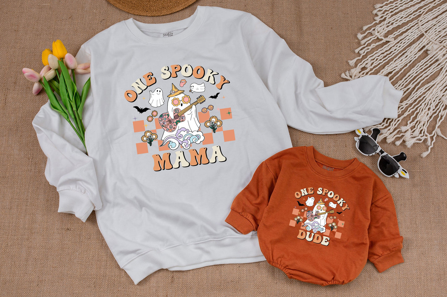 Spooky Dude First Birthday Halloween Matching Family Sweatshirt Set for Baby Boy Girl Spooky Mama & Dada Pumpkin Birthday Party Attire