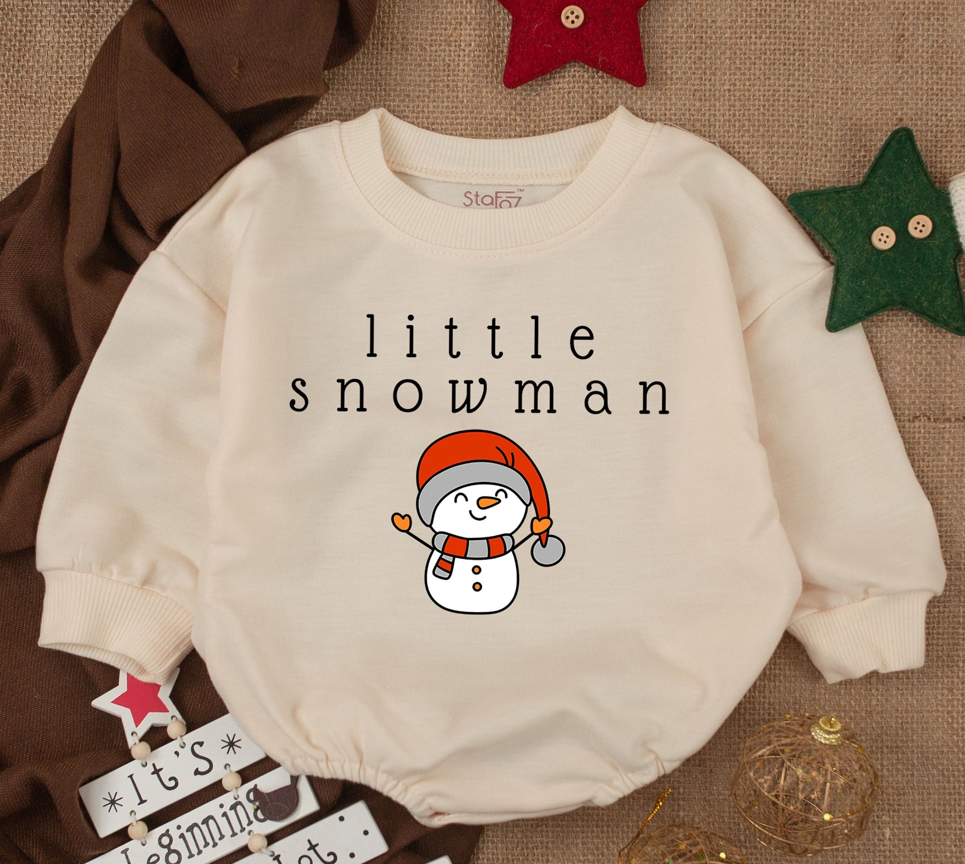 Cute Snowman Sweatsuit: Cozy Christmas Baby Girl Romper Outfit