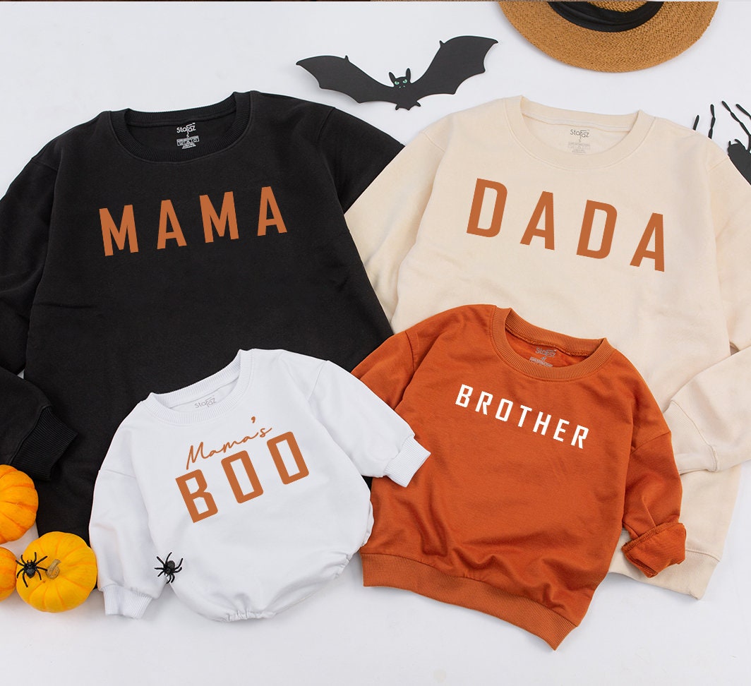 Personalized Mama and Mamas Boo Fall Sweatshirt and Baby Girl Romper Mommy and Me Outfit Matching Family Autumn Thanksgiving Season Gift