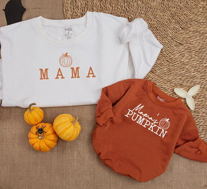 Matching Mama's Pumpkin Fall Sweatshirt & Emily Sleeve, Mom & Baby Girl Outfit, Fall Family Photo, Custom Gift