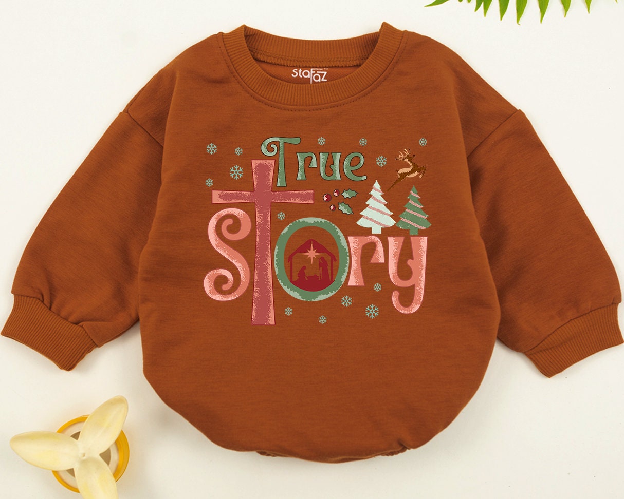 True Story Nativity Scene Christmas Sweatshirt, Festive Family Matching Holiday Outfit, Baby Toddler Xmas Tee, Jesus is the Reason, Cute Kids Clothes