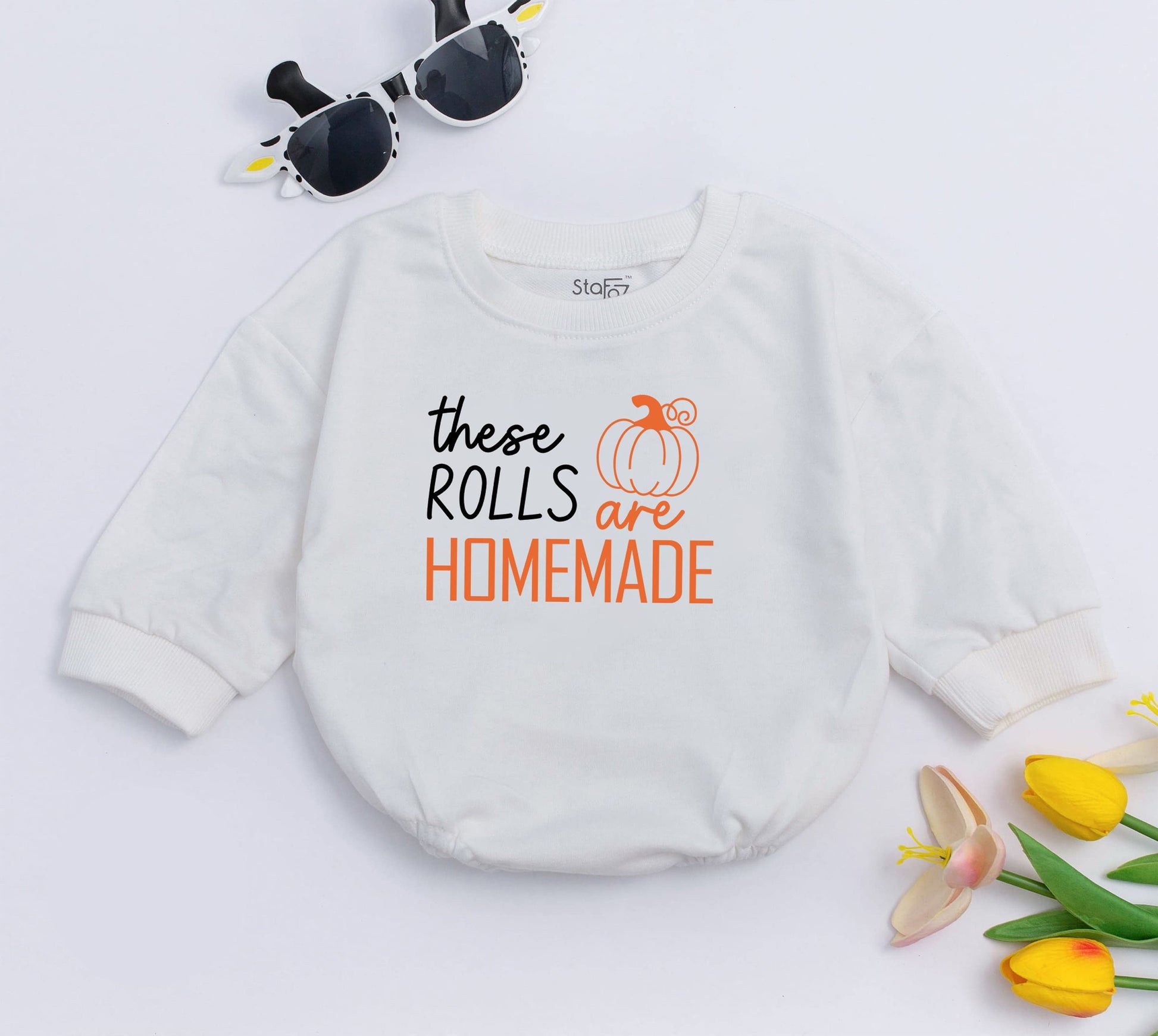 Funny These Rolls Are Homemade Baby Bodysuit Retro Fall Thanksgiving Outfit Pumpkin Patch Infant Longsleeve Romper Autumn Kids Clothes Shower Gift