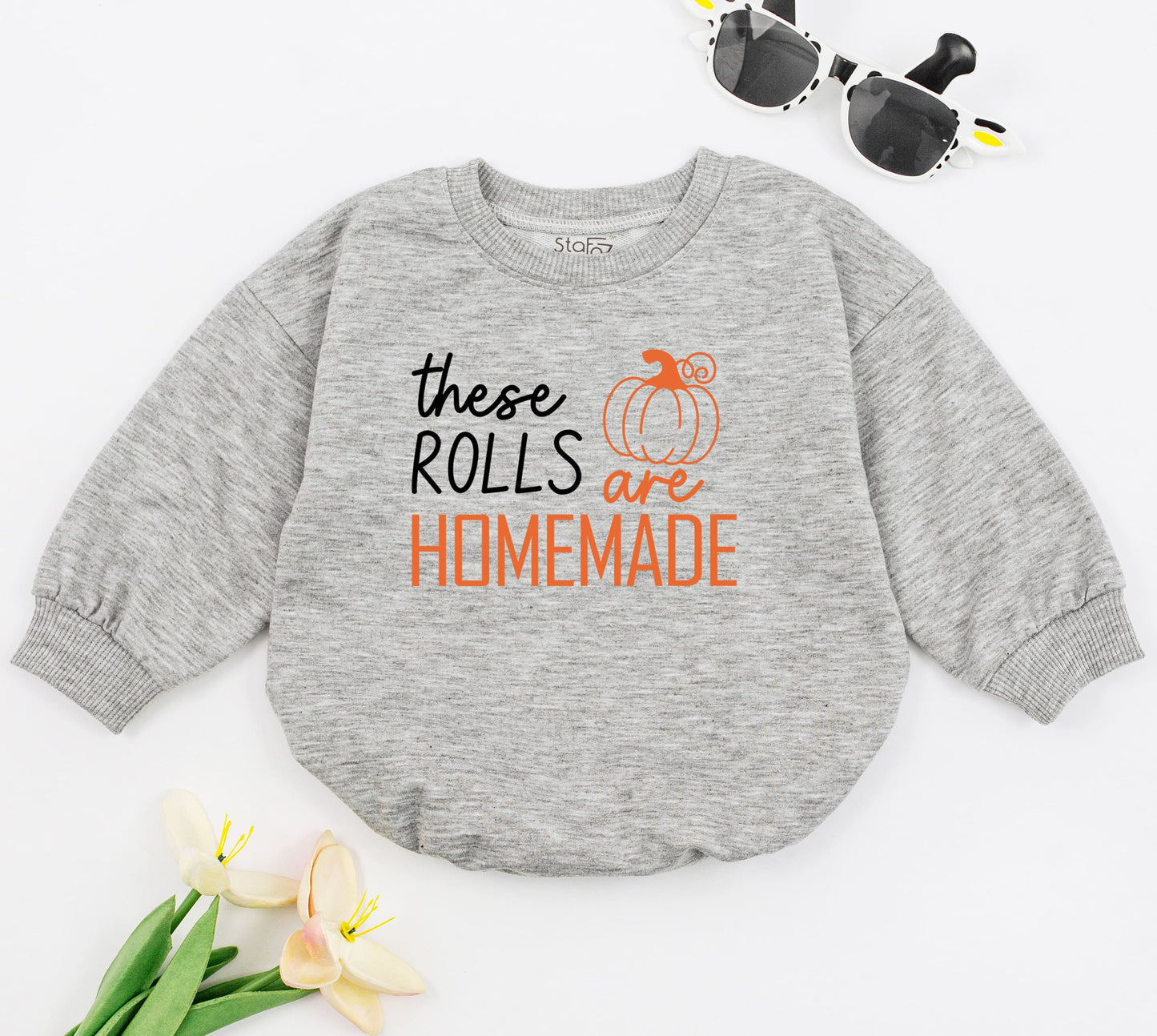 Funny These Rolls Are Homemade Baby Bodysuit Retro Fall Thanksgiving Outfit Pumpkin Patch Infant Longsleeve Romper Autumn Kids Clothes Shower Gift