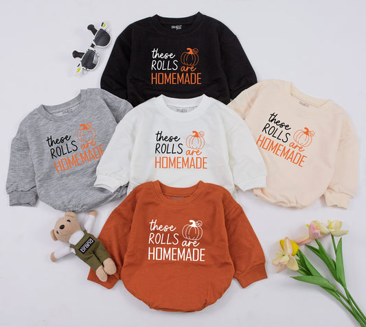 Funny These Rolls Are Homemade Baby Bodysuit Retro Fall Thanksgiving Outfit Pumpkin Patch Infant Longsleeve Romper Autumn Kids Clothes Shower Gift