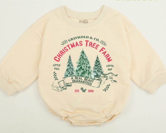 Cute Retro Christmas Tree Farm Sweatshirt Family Matching Outfit for Baby Kids Adorable Holiday Gathering Apparel Comfortable Winter Season Top