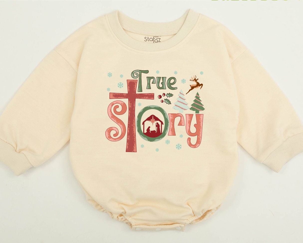 True Story Nativity Scene Christmas Sweatshirt, Festive Family Matching Holiday Outfit, Baby Toddler Xmas Tee, Jesus is the Reason, Cute Kids Clothes